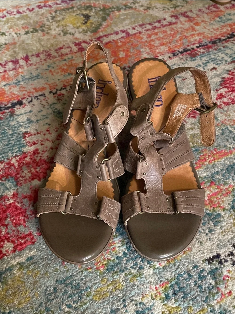 Indigo Women's Taupe Strappy Comfort Sandals